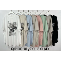 6100# микс цветов женская футболка (Kiss me, 10 ед, размеры батал: 2XL-4XL) выдача на следующий день Kiss me