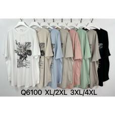 6100# микс цветов женская футболка (Kiss me, 10 ед, размеры батал: 2XL-4XL) выдача на следующий день Kiss me