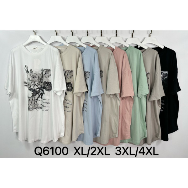 6100# микс цветов женская футболка (Kiss me, 10 ед, размеры батал: 2XL-4XL) выдача на следующий день Kiss me