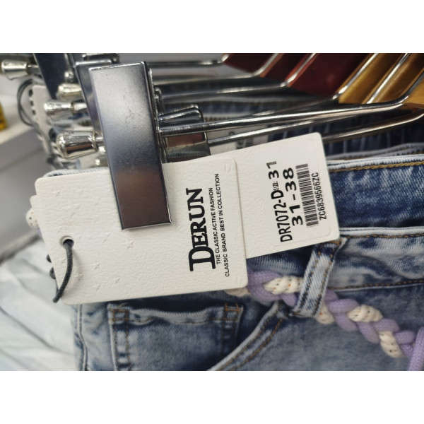 7072# голубые женские джинсовые шорты-юбка(Derun, стрейч, 6 ед, размеры батал: 31-38) выдача на следующий день Derun