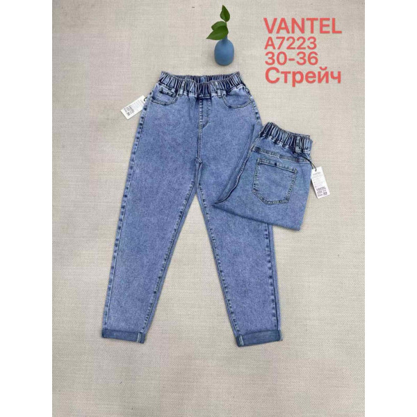 7223# голубые женские джинсы vanver (стрейч коттон, 6 ед, размеры батал: 30-36) выдача на следующий день Vanver