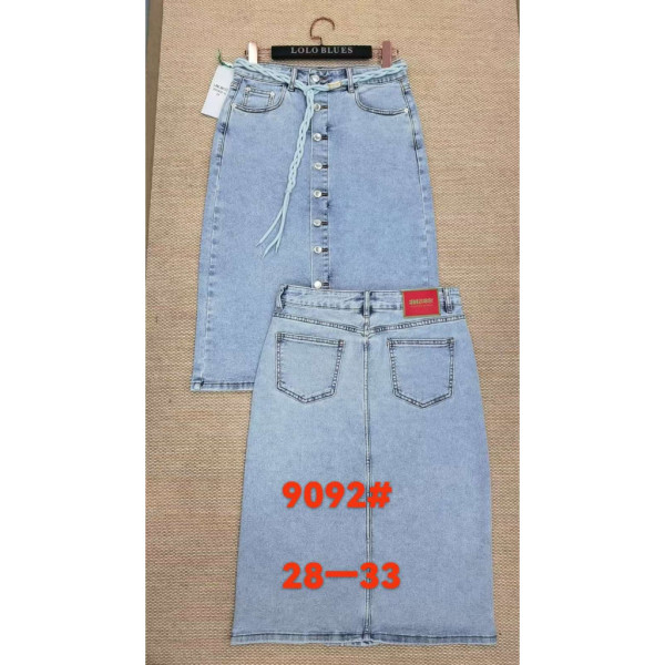 9092# голубая женсикая джинсовая юбка (Lanlaniee, стрейч коттон, 6 ед, размеры полубатал: 28-33) выдача на следующий день LANLANIEE