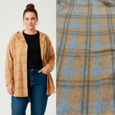 7758-80 светло-оранжевая женская рубашка (JJF. с камнями и капюшоном, 4 ед, размеры полубатал: 3XL, 4XL, 5XL, 6XL) JJF