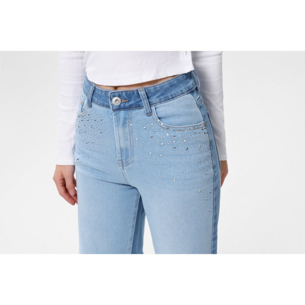 7009# голубые женские джинсовые шорты с камнями (New Jeans, 6 ед, размеры норма: 26-31) выдача на следующий день Шорты