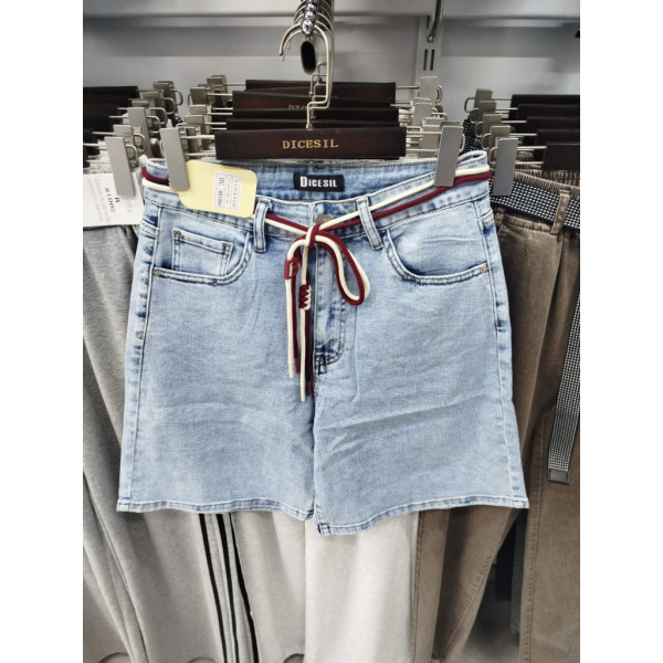 6016# голубые женские джинсовые шорты (стрейч коттон, 6 ед, размеры батал: 30-36) выдача на следующий день Шорты