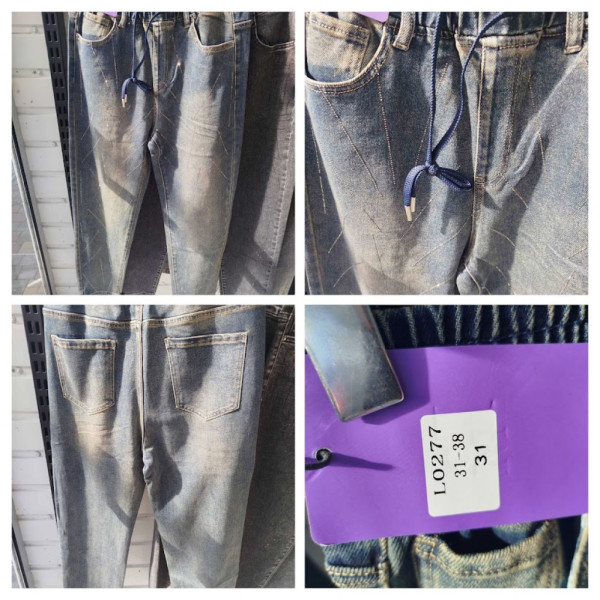 0277# сині жіночі джинси з камінням (стрейч-коттон, 6 од., розміри батал: 31-38) видача наступного дня LDM