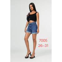 7005-2# синие женские джинсовые шорты с камнями (New Jeans, 6 ед, размеры норма: 26-31) выдача на следующий день Шорты
