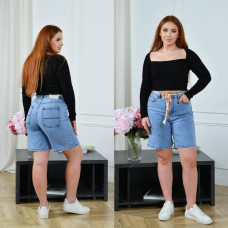 0250 # голубые женские джинсовые шорты (Lady N, стрейч коттон, 6 ед, размеры батал: 30-36) выдача на следующий день Lady N