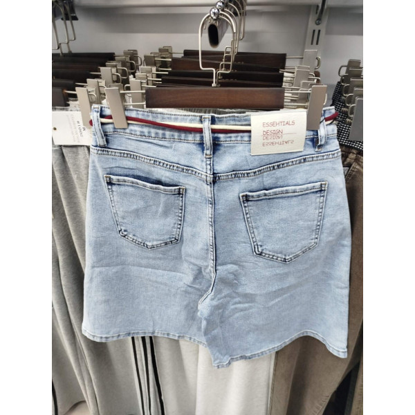 6016# голубые женские джинсовые шорты (стрейч коттон, 6 ед, размеры батал: 30-36) выдача на следующий день Шорты