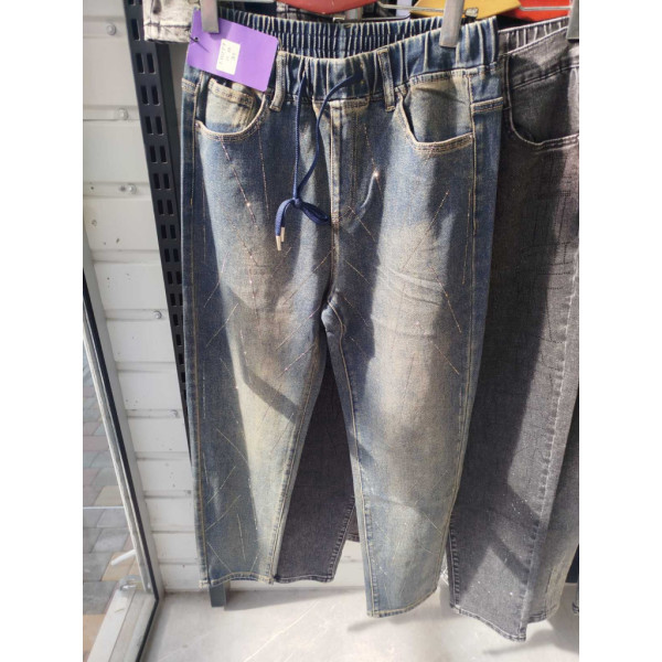 0277# сині жіночі джинси з камінням (стрейч-коттон, 6 од., розміри батал: 31-38) видача наступного дня LDM