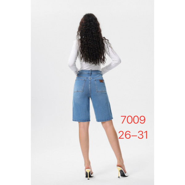 7009# голубые женские джинсовые шорты с камнями (New Jeans, 6 ед, размеры норма: 26-31) выдача на следующий день Шорты