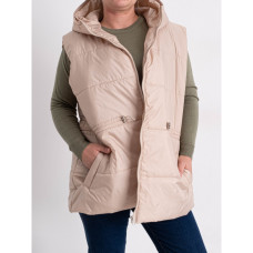 0752-3 світло-бежева жіноча жилетка (5'TH AVENUE, синтепон, з капюшоном, 3 од. розміри батал: 54. 56. 58) 5`th Avenue