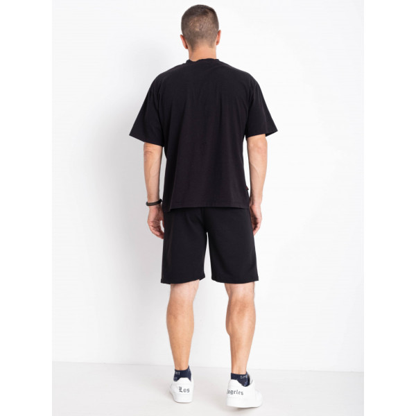 4421-1 черные мужские спортивный шорты (двунитка, 5 ед. размеры норма: 46, 48, 50, 52, 54) Шорты