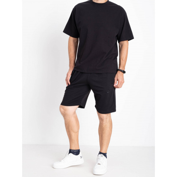 4421-1 черные мужские спортивный шорты (двунитка, 5 ед. размеры норма: 46, 48, 50, 52, 54) Шорты