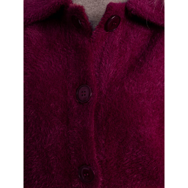 0562-51 бордовый женский кардиган (шерсть альпаки, на пуговицах, 1 ед. универсальный полубатальный размер: 46-52) Кардиган