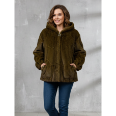 2611 коричнева жіноча шубка (Еко хутро, капюшон, кишені, з затяжками, 3 од., розміри на бірках 5XL. 6XL. 7XL. відповідають нормі-напівбаталу M. L. XL) Шубка