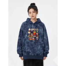 0206-2 синий женский худи (двухнитка, варка, принт, с капюшоком, 1 ед, универсальный размер норма : M/3XL) Худи