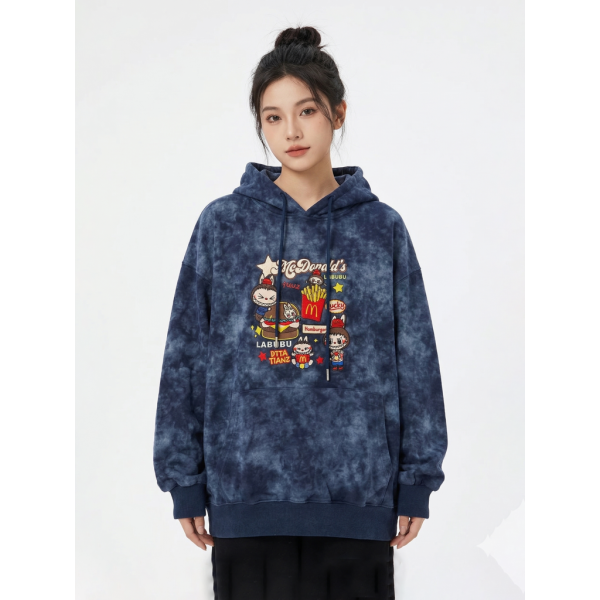 0206-2 синий женский худи (двухнитка, варка, принт, с капюшоком, 1 ед, универсальный размер норма : M/3XL) Худи