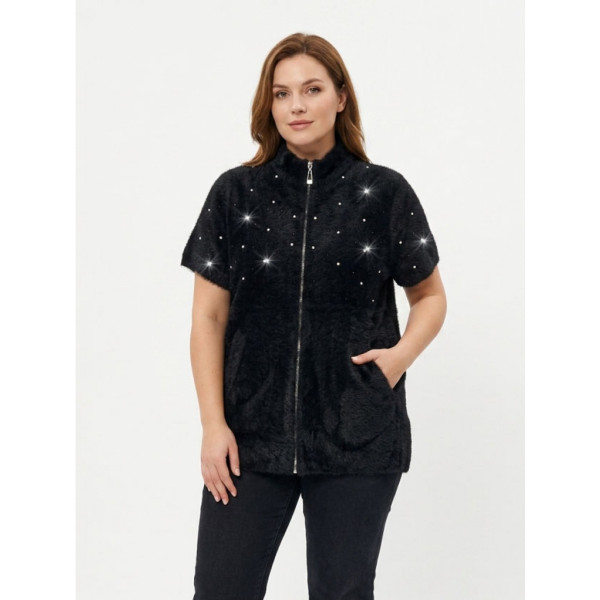 Жіночий кардиган з камінням чорний (1164663)