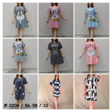 0204 * жіноча туніка з принтом мікс кольорів та моделей (тканина бамбук, 10 од. універсальний батальний розмір: 56-58)