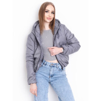 5010-444 серая женская куртка-зефирка (синтепон, капюшон, 2 ед. размеры норма: 42-44. 46-48) Куртка-зефирка