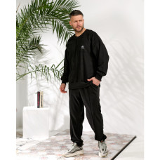 12650-1 черный мужской спортивный костюм (SARA, микро-велюровый, 2 ед. размеры батал: 50-52. 54-56) Sara