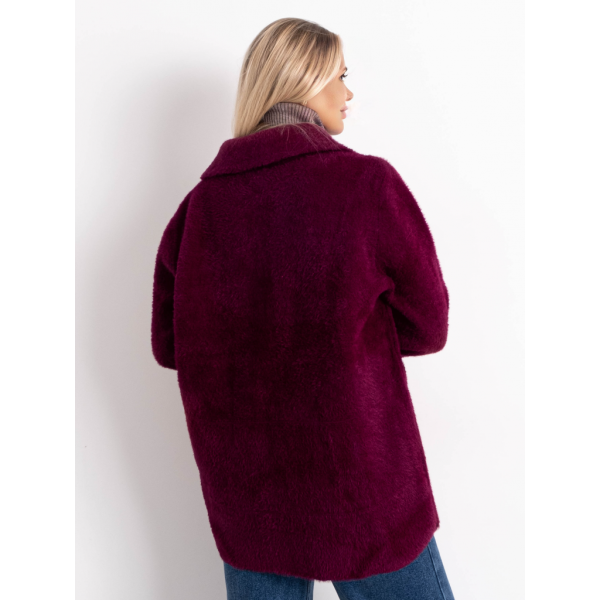 0562-51 бордовый женский кардиган (шерсть альпаки, на пуговицах, 1 ед. универсальный полубатальный размер: 46-52) Кардиган