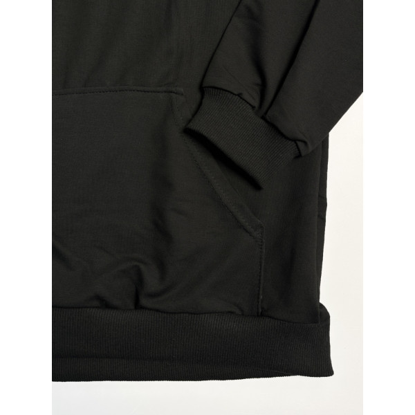 4646-1 черный мужской спортивный костюм (штаны турецкая лакоста, манжет, карман на змейке, кофта турецкий пенье, с капюшоном, 5 ед. размеры норма: 46, 48, 50, 52, 54) Спортивный костюм