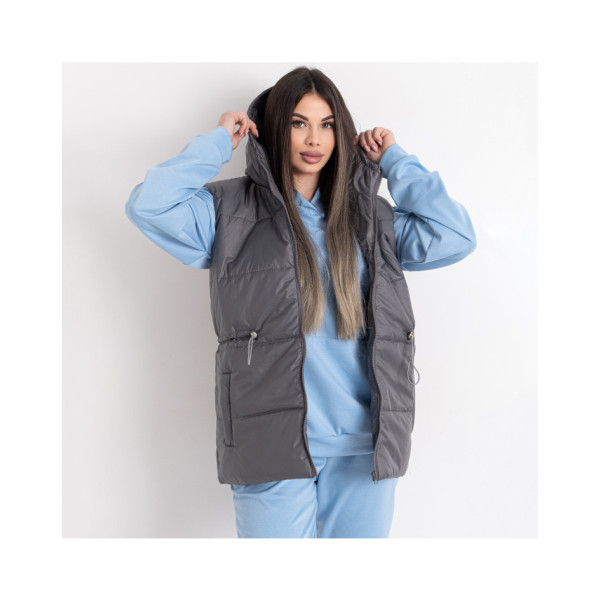 0075-602 сіра жіноча жилетка (5'TH AVENUE, синтепон, 2 од. розміри норма: 44. 46)