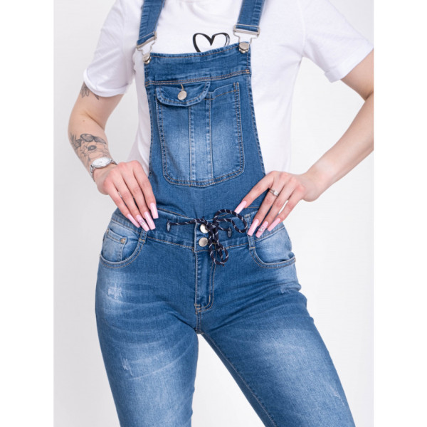 0904 синій жіночий джинсовий комбінезон (стрейчевий, 5 од. розміри норма: S. S. M. L. XL)