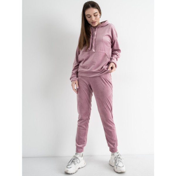 5085-41 РОЖОВИЙ спортивний костюм жіночий велюровий (4 од.розміри: S.M.L.XL)