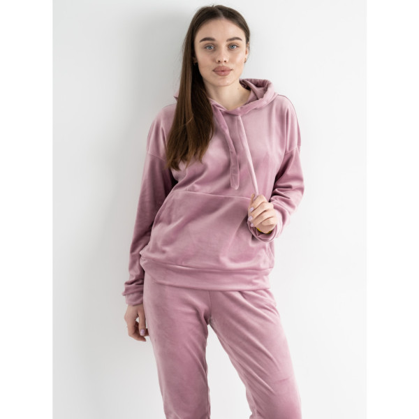 5085-41 РОЖОВИЙ спортивний костюм жіночий велюровий (4 од.розміри: S.M.L.XL)