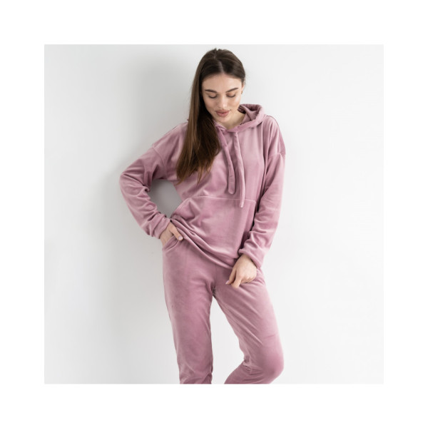 5085-41 РОЖОВИЙ спортивний костюм жіночий велюровий (4 од.розміри: S.M.L.XL)