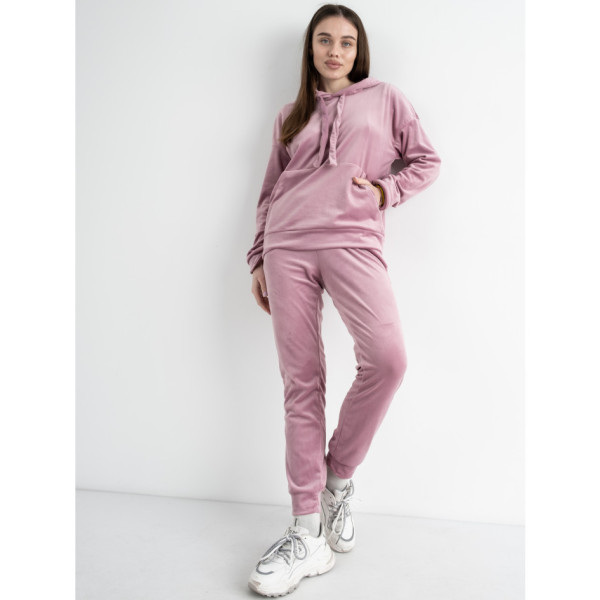 5085-41 РОЖОВИЙ спортивний костюм жіночий велюровий (4 од.розміри: S.M.L.XL)