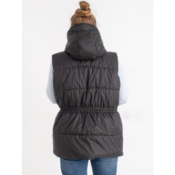 0751-1 чорна жіноча жилетка (5'TH AVENUE, синтепон, капюшон, 3 од. розміри напівбатал: 48. 50. 52)