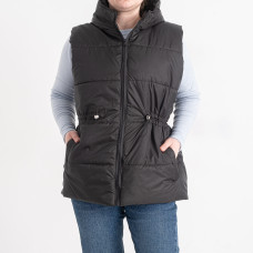 0751-1 чорна жіноча жилетка (5'TH AVENUE, синтепон, капюшон, 3 од. розміри напівбатал: 48. 50. 52)