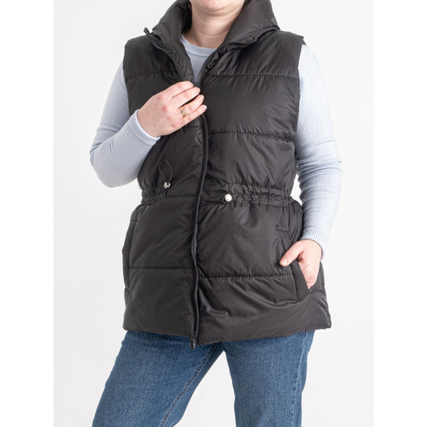 0751-1 чорна жіноча жилетка (5'TH AVENUE, синтепон, капюшон, 3 од. розміри напівбатал: 48. 50. 52)