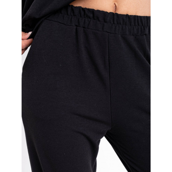 6645-1 чорний жіночий спотивний костюм (двонитка, oversize, 4од, розміри норма: S. M. L. XL)