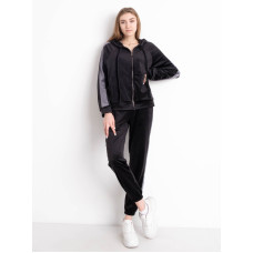 8797-1 чорний жіночий велюровий спортивний костюм (4 од. розміри норма: M. L. XL. 2XL)