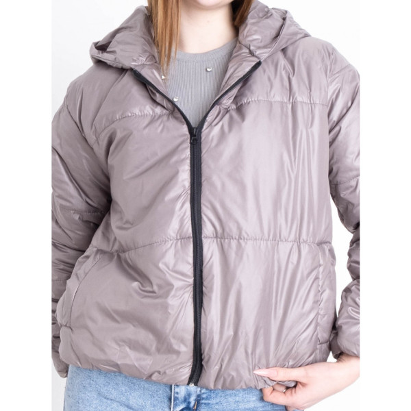 5010-4 СІРА куртка-зефірка з капюшоном на синтепоні (2 од. розміри: 42/44.46/48)
