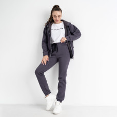 0637-66 сірий жіночий спортивний костюм (5`th Avenue, з капюшоном, турецька тринитка, фліс, 3 од., розміри норма: 42.44.46)