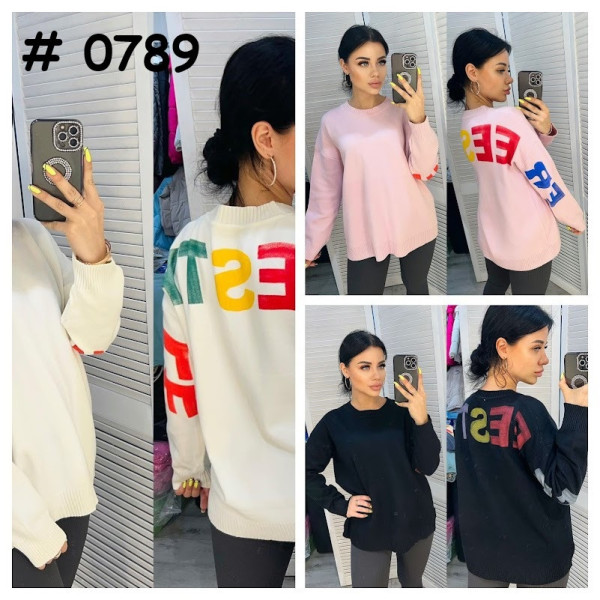 0789* мікс кольорів жіночий светр (6 од., розміри норма-напівбатал: M-XL універсальний) видача наступного дня