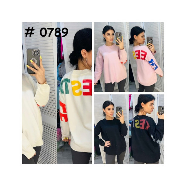 0789* мікс кольорів жіночий светр (6 од., розміри норма-напівбатал: M-XL універсальний) видача наступного дня