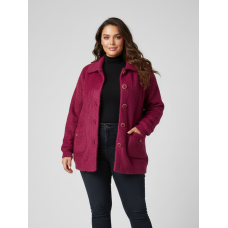 0265-52 бордовий жіночий кардиган (вовна альпаки, на гудзиках, 1 од. універсальний розмір батал: 56-60)