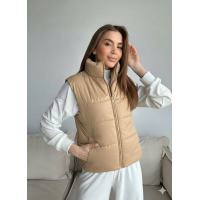 0073-2 бежева жіноча жилетка (5'TH AVENUE, синтепон, 3 од. розміри норма: 42, 44, 46)