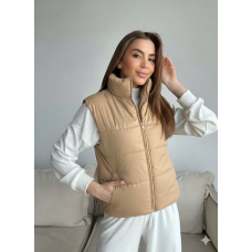 0073-2 бежева жіноча жилетка (5'TH AVENUE, синтепон, 3 од. розміри норма: 42, 44, 46)