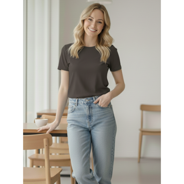 1800-66 сіра жіноча футболка (YOLA, турецький бавовна, 5 од. розміри норма: S. M. L. XL. 2XL)