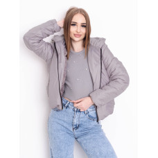 5010-4 СІРА куртка-зефірка з капюшоном на синтепоні (2 од. розміри: 42/44.46/48)