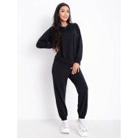 6645-1 чорний жіночий спотивний костюм (двонитка, oversize, 4од, розміри норма: S. M. L. XL)
