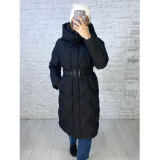 5609-1 * чорна жіноча куртка (синтипон, подовжена, з ремінцем, 4од, розміри норма: S. M. L. XL) видача наступного дня